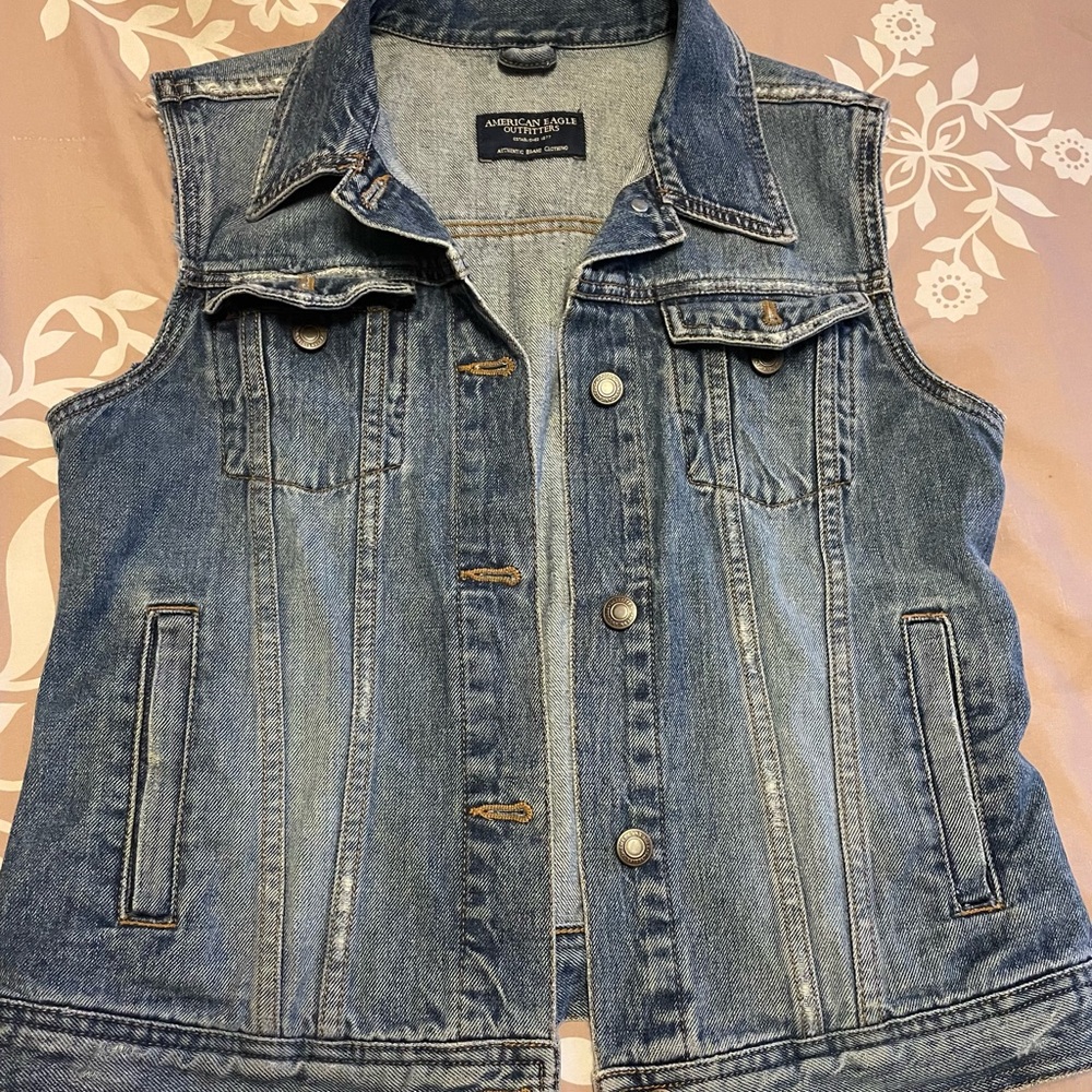 American Eagle Outfitters Blue Denim Vest